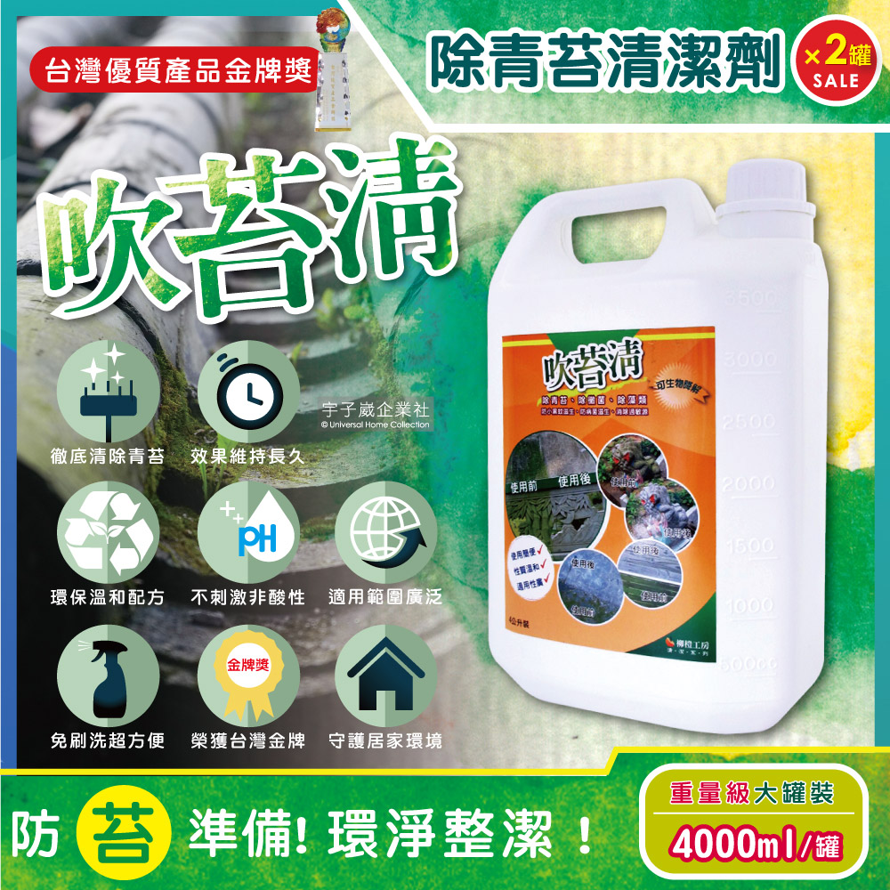 (2罐共8公升超值組)吹苔清-除青苔清潔劑(4公升重量級大罐裝)